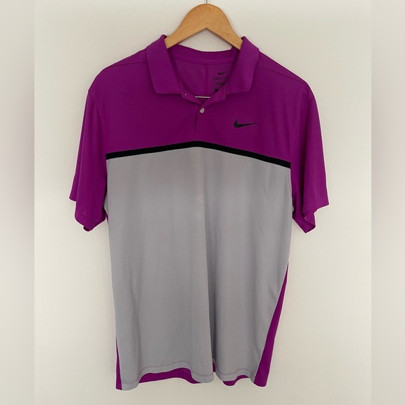 Nike Dri Fit Standard Fit Short Sleeve Polo Shirt Mens Large Purple - Picture 1 of 4